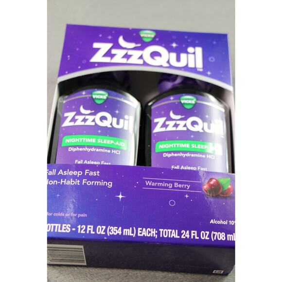 ZzzQuil Nighttime Sleep-Aid Liquid - Warming Berry Flavor - 2 x 12oz - Ex: 6/26 - Picture 2 of 6